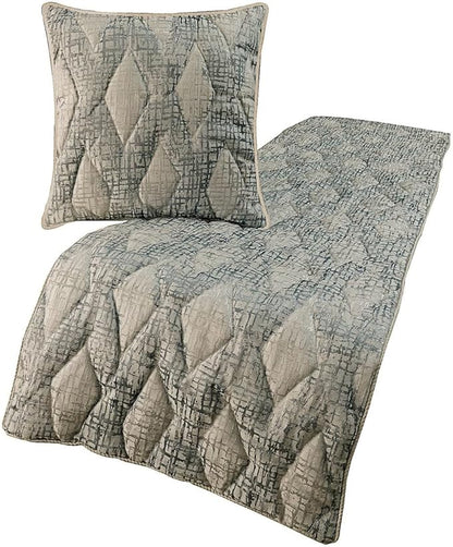 The HomeCentric King Queen Twin Grey Decorative Queen 74"x18" Bed Runner Without Pillow Cover, Quilted Bed Scarf on Jacquard Fabric - Graphitti Grey