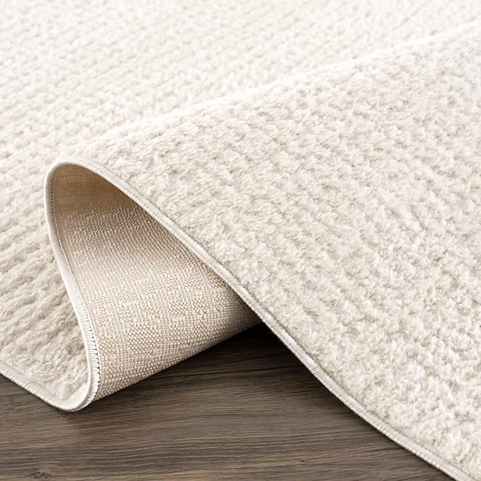 Hauteloom Keita Living Room, Bedroom Area Rug - Contemporary - High Pile - Bone - 6'7" x 9'