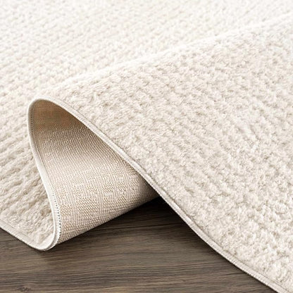 Hauteloom Keita Living Room, Bedroom Area Rug - Contemporary - High Pile - Bone - 6'7" x 9'