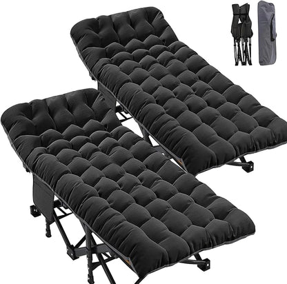 ABORON 2PK XXL Camping Cot for Adults 900LBS - 78"×32" Oversized Folding Bed with Mattress Pad, Heavy Duty 1200D Oxford Outdoor Cot with Carry Bag