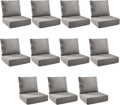 Outdoor Cushion Set for Furniture Patio Furniture, UV Resistant, Water Resistant - 6 Inch Thick Foam Garden Cushions– 24x24 Inch Patio Seat Covers for Chair/Sofa/Couch | Grey | 11-Pack |