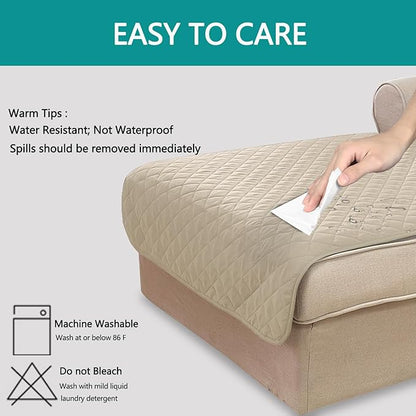 U-NICE HOME Sectional Couch Cover for Dogs Chaise Lounge Reversible Sofa Cover Furniture Protector Cover for Pets with Elastic Adjustable Strap (Chaise Lounge, Sand/Beige)