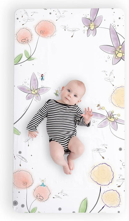 JumpOff Jo - Fitted Crib Sheet, Super Soft Breathable 100% Cotton Baby Crib Sheet for Standard Crib Mattresses and Toddler Beds, 28 in. x 52 in. - Fairy Blossom
