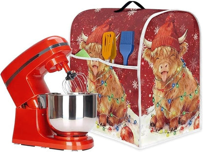 Highland Cow Stand Mixer Cover Dust Protective Christmas Stand Mixer Covers For Kitchen Aid 4.5-5 Quart Mixers Dustproof Cloth Cover for Small Appliance Protector Gift for Friends