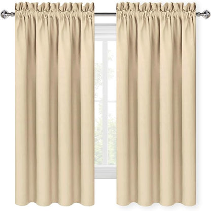 DWCN Blackout Curtains for Bedroom – Rod Pocket Thermal Insulated Noise Reducing Noise Reducing Drapes for Living Room, W 60 x L 63 Inch, 2 Panels, Beige