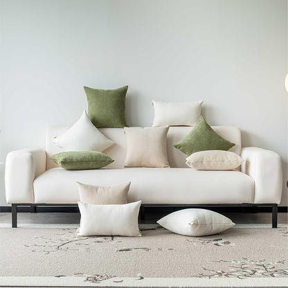 a moment Pack of 2 Decorative Christmas Chenille Throw Pillow Covers with Twill Cushion Covers for Sofa Living Room Couch Bed 12x20 Inch Raw White