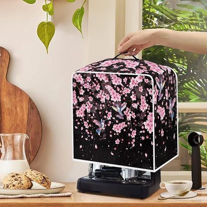 Coffee Maker Cover Hummingbird Cherry Blossom Coffee Maker Cover for Kitchen Counter Dust Protector