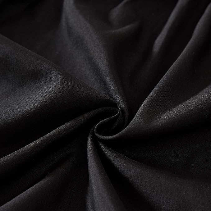MEILA Wrap Around Bed Skirt Three Fabric Sides Elastic Dust Ruffled 14 Inch Tailored Drop,Easy to Install Fade Resistant-Black, Twin/Full