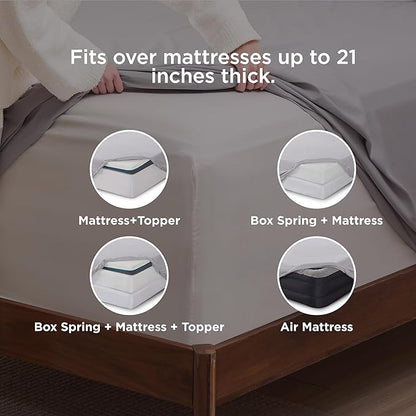 Bedsure Twin XL Sheets Dorm Bedding, GentleSoft Breathable Extra Long Twin Sheets & Pillowcases, Moisture Wicking Cooling, Deep Pocket Fits Mattress Up to 21 Inches Thick, Light Grey