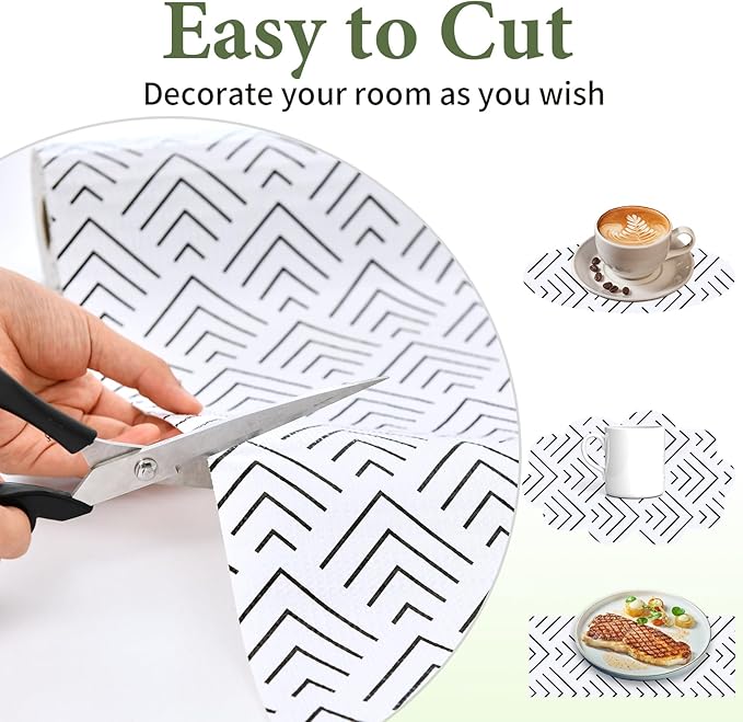 Shelf Liner for Kitchen Cabinets Non Adhesive Drawer Liner Non-Slip Thickened Shelf Liner Paper Strong Easy to Clean for Tool Box Refrigerator with Knife and Tape Measure, Black Arrow, 11.8 x 236.2 IN