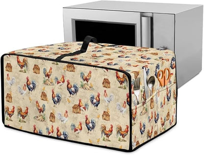 Rooster Chicken Chick Print Waterproof Toaster Oven Cover Heavy Duty Microwave Oven Dust Cover Dust-Proof Universal Kitchen Machine Covers Suitable for Most Microwave Ovens, L