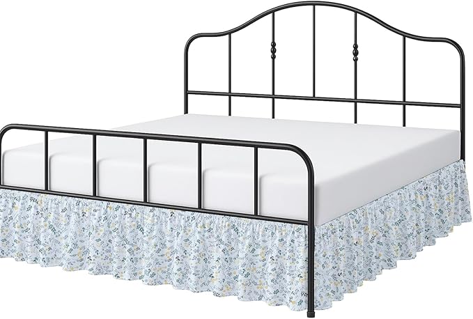 Cottington Lane Ruffled Bed Skirt Queen Size with Split Corner, Brushed Microfiber Hotel Quality Dust Ruffle, 18 Inch Drop Gathered Bedskirt, Soft, Stylish, Shrink & Fade Resistant, Garden Bloom