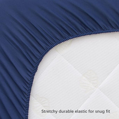Square Playard/Playpen Fitted Sheets, Perfect for New Room2 / TotBloc Portable Playard, 2 Pack, Ultra Soft Microfiber, Fitted Playpen Sheet, Navy Cloud and Grey Arrow