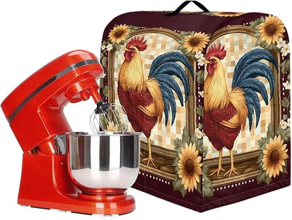 Rooster Sunflower Mixer Covers Washable Stand Mixer Dust Covers Fit Kitchen Aid Mixer 4.5-8 Quart Mixer Home Kitchen Decor Appliance Covers Red Yellow