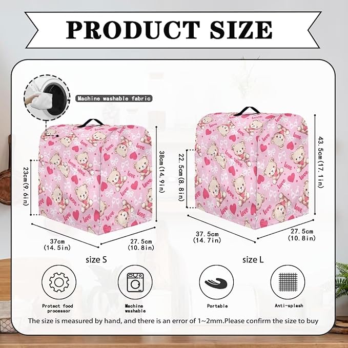 Cartoon Bear Lover Stand Mixer Covers for Women Kitchen Appliance Dust Covers Protective Compatible with 4.5-5 Quart Kitchen Aid Stand Mixer Cartoon Gnome Mixer Cover