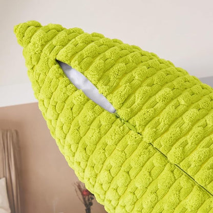 Kevin Textile 14x24 Inch Pillow Cover 1 Pack Boho Christmas Decorative Soft Striped Corduroy Lumbar Farmhouse Accent Rectangle Cushion Case for Living Room Couch Sofa Bed, Christmas Green