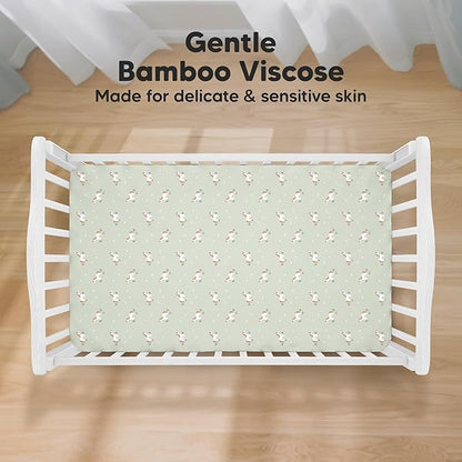 KeaBabies 2-Pack Baby Crib Sheets for Boys, Girls - 52x28 Viscose Derived from Bamboo Toddler Bed Sheets Neutral, Fitted Crib Mattress Cover for Standard Baby Bedding, Soft & Cozy (Lune Mystic)
