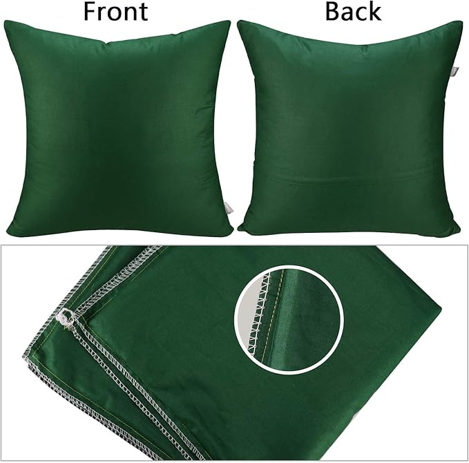 Thmyo 4-Pack 100% Cotton Comfortable Solid Decorative Throw Pillow Case Square Cushion Cover Sublimation Blank Pillow Covers DIY Throw Pillowcase for Sofa Couch(26x26 inch/ 66x66cm,Christmas Green)