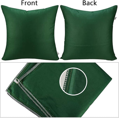 Thmyo 4-Pack 100% Cotton Comfortable Solid Decorative Throw Pillow Case Square Cushion Cover Sublimation Blank Pillow Covers DIY Throw Pillowcase for Sofa Couch(26x26 inch/ 66x66cm,Christmas Green)