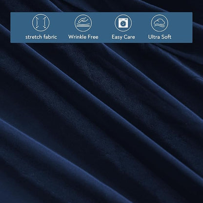 Twin Fitted Sheet Only, Super Soft & Cozy Twin Size Bed Sheets for Boys Kids with Deep Pocket to 14 Inch, Cooling Jersey Mattress Bottom Sheets,Shrinkage & Stain Resistant, Wrinkle Free, Navy Blue