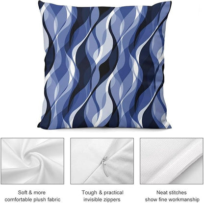 Navy Blue Throw Pillow Covers Modern Abstract Black and Blue Striped Decorations for Bedroom Living Room Farmhouse Sofa Pillows Bed Couch 18x18 Inch