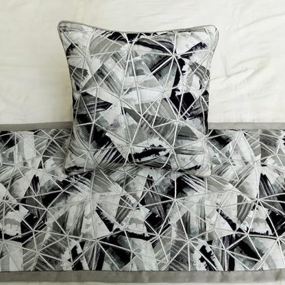 The HomeCentric King/Queen/Twin Grey Decorative Twin 53"x18" Bed Runner Without Pillow Cover, Print & Embroidery Bed Scarf on Cotton Fabric - Grey Angular
