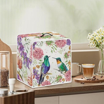 Mumeson Hummingbird Floral Coffee Maker Cover Washable Coffee Machine Cover for Home Office Durable Kitchen Accessories Decor Fit for Most Standard Blenders