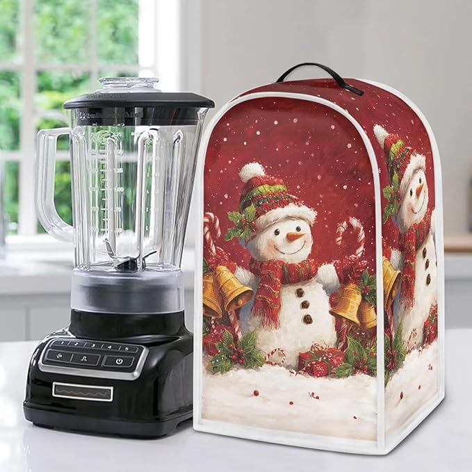 Snowman Blender Cover Dust Cover for Kitchen Cute Food Processor Dust Covers with Handle Easy to Install Protection Covers for Stand Mixer Juice Machine Christmas Decoration