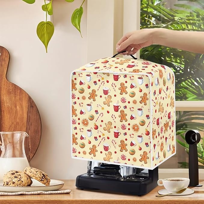 Christmas Coffee Maker Cover Dust Resistant Small Kitchen Appliance Protector with Handle