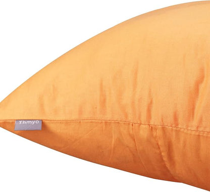 4-Pack 100% Cotton Comfortable Solid Decorative Throw Pillow Case Square Cushion Cover Pillowcase Sublimation Blank Pillow Cover Halloween DIY Fall Throw Pillowcase(16x16inch/40x40cm,Pumpkin Orange)
