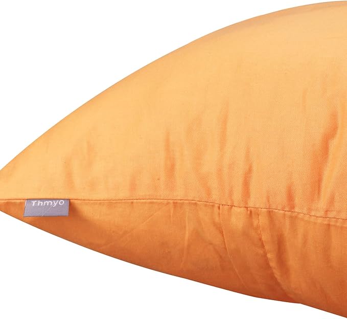 Thmyo 4-Pack 100% Cotton Comfortable Solid Decorative Throw Pillow Cases Square Cushion Cover Pillowcases Thanksgiving DIY Fall Pumpkin Orange Pillow Covers(18x18 inch/45x45cm)
