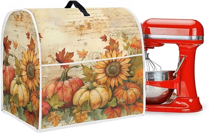 Pumpkin Mixer Cover for Kitchen Aid 4.5-5 Qt Mixer, Maple Leaf Small Appliance Dust Covers Universal for Air Fryers, Coffee Makers, Kitchen Decor Gift for Friends