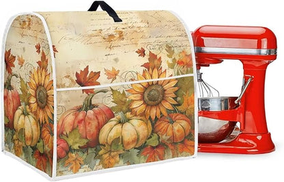 Pumpkin Mixer Cover for Kitchen Aid 4.5-5 Qt Mixer, Maple Leaf Small Appliance Dust Covers Universal for Air Fryers, Coffee Makers, Kitchen Decor Gift for Friends