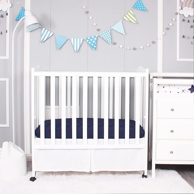 Belsden Pack of 3 Mini Crib Sheet Set, Pack N Play Sheet Set for Baby Boys and Girls, Cloudy Soft Touch and Machine Washable, Fitted Playard/Portable Crib Sheet, White Star & Navy & Navy Star