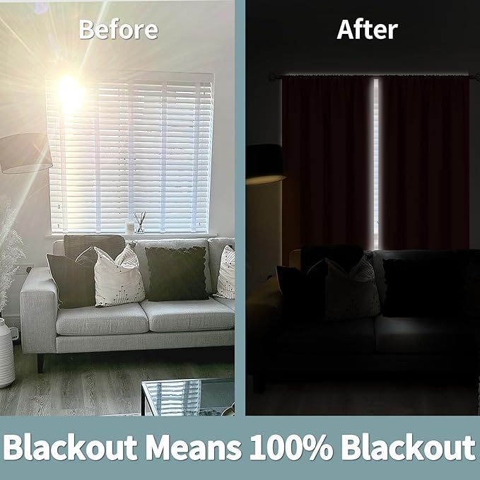 BGment Terracotta 100% Blackout Curtains for Bedroom, Fall Full Room Darkening Noise Reducing Living Room Curtains 72 Inch Length, Thermal Insulated Rod Pocket Window Drapes 2 Panels, 52 Inch Wide