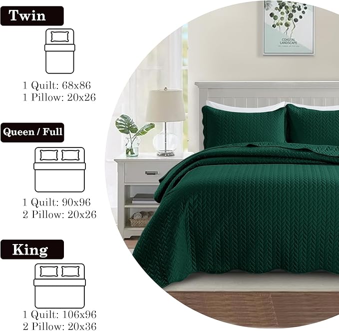 IR Imperial Rooms 8 Pack California King Quilt Bedding Set (118"x106") - Bulk Wholesale for Hotels, Guest Bedroom & Airbnbs - Lightweight Microfiber Reversible Embossed Quilts Bedspread (Emerald)