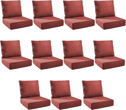 Outdoor Cushion Set for Furniture Patio Furniture, UV Resistant, Water Resistant - 6 Inch Thick Foam Garden Cushions – 22x24 Inch Patio Seat Covers for Chair/Sofa/Couch | Red | 11-Pack |