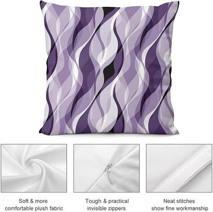 Purple Throw Pillow Covers Modern Abstract Purple and Grey Striped Decorations for Bedroom Living Room Farmhouse Sofa Pillows Bed Couch 22x22 Inch