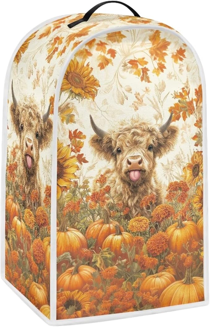 Highland Cow Blender Cover Dust Cover for Kitchen Cute Food Processor Dust Covers with Handle Easy to Install Protection Covers for Stand Mixer Juice Machine Fall Decoraion for Home