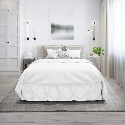 Nestl White Bed Skirt Full Size, Pinch Pleat Full Bed Skirt, 14" Inch Drop Full Bedskirt, Hotel Quality White Bed Skirts, Premium Microfiber Bedskirt for Full Bed, White Full Bed Skirt