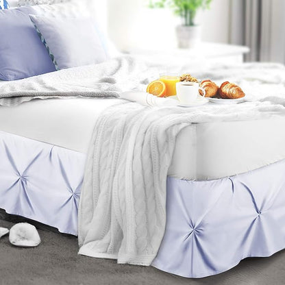 Nestl Ice Blue Bed Skirt King Size, Pinch Pleat King Bed Skirt, 14" Inch Drop King Bedskirt, Hotel Quality Ice Blue Bed Skirts, Premium Microfiber Bedskirt for King Bed, Ice Blue King Size Bed Skirt