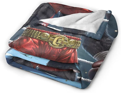 Gorilla Boxing Throw Blanket, 60"x80", Black, 100% Microfiber, Heavy Weight, Water Resistant, Perfect for Couch, Bed, Camping, Gift