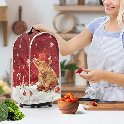 Christmas Blender Cover Dust Cover for Kitchen Highland Cow Food Processor Dust Covers with Handle Easy to Install Protection Covers for Stand Mixer Juice Machine Christmas Decor