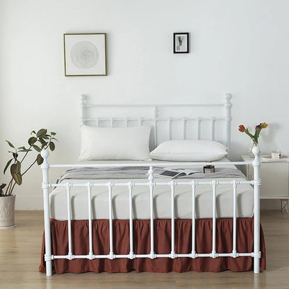 Bed Skirt Queen Size Ruffled Bed Skirt with Split Corners, 12 Inch Drop Dust Ruffle Bed Skirts with Platform, 12'' Queen, Rust