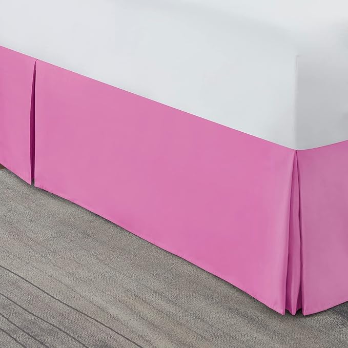 Nestl Light Pink Twin Bed Skirt - Twin Size Bed Skirt 14 Inch Drop - Brushed Microfiber Bed Skirts - Hotel Quality Pleated Bed Skirt - Shrinkage & Fade Resistant
