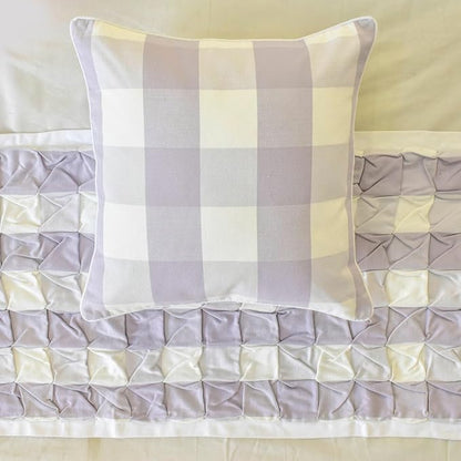 The HomeCentric King/Queen/Twin Lavender Decorative Bed Runner Queen 74"x18" Bed Runner with One Pillow Cover, Checkered, Buffalo Plaid, Check Bed Scarf on Cotton Fabric - Lavender Plaid Knots
