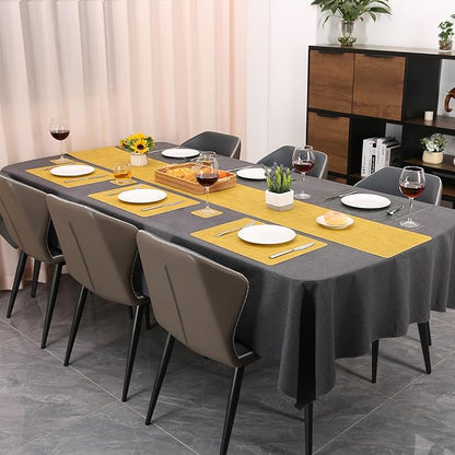 Table Runners 72 Inches Long, Dual-Sided Faux Leather Farmhouse Table Runner Waterproof Heatproof Non-Slip for Living Room Party Home Decor Holiday Decorations(Gray Yellow, 15 x 72 Inch)