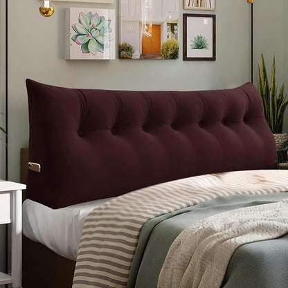 Bed Wedge Headboard Pillow - College Dorm Reading Pillow Back Support While Sitting in Bed - Ergonomic Lumbar Pillow Body Positioning Bed Pillow - Velvet Maroon 76IN