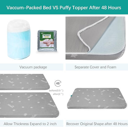Bassinet Mattress Pad 25 x 36 Compatible with Dream On Me Nest/Zoom Portable/Zodiak, Pamo Babe Portable, Cosco Portable and Baby Trend, Waterproof Baby Foam with Removable Zippered Cover, Grey
