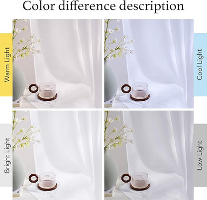 NICETOWN White Sheer Curtains 54 inches Long 4 Panels, 42 inch Wide Rod Pocket Light Filtering Drapes Translucent Modern Voile Airy & Breathable Window Treatment for Kitchen
